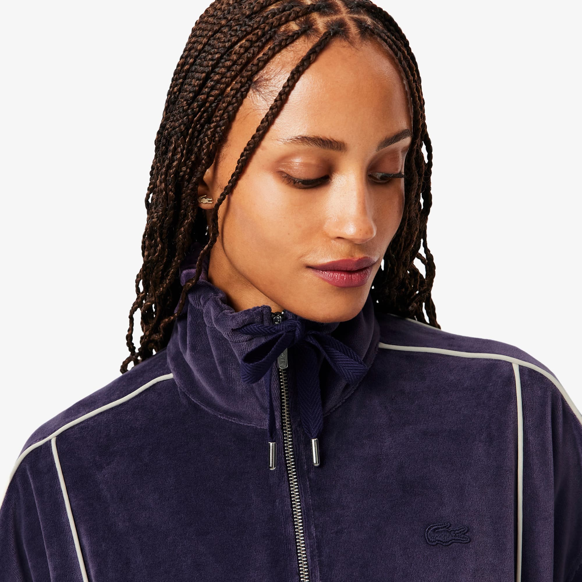 Women's Oversized Zip-Up Velour Sweatshirt - Sweaters