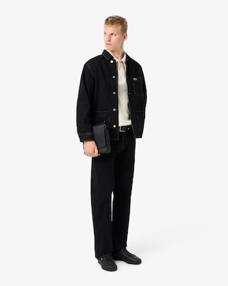 Men's Ribbed Cotton Polo Collar Sweatshirt