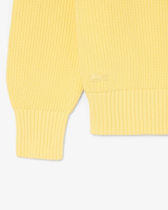 Pearl Rib Knit Badge Accent Sweater