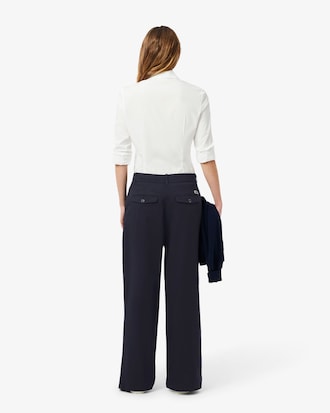 Pantalones el&aacute;sticos de pierna ancha para mujer