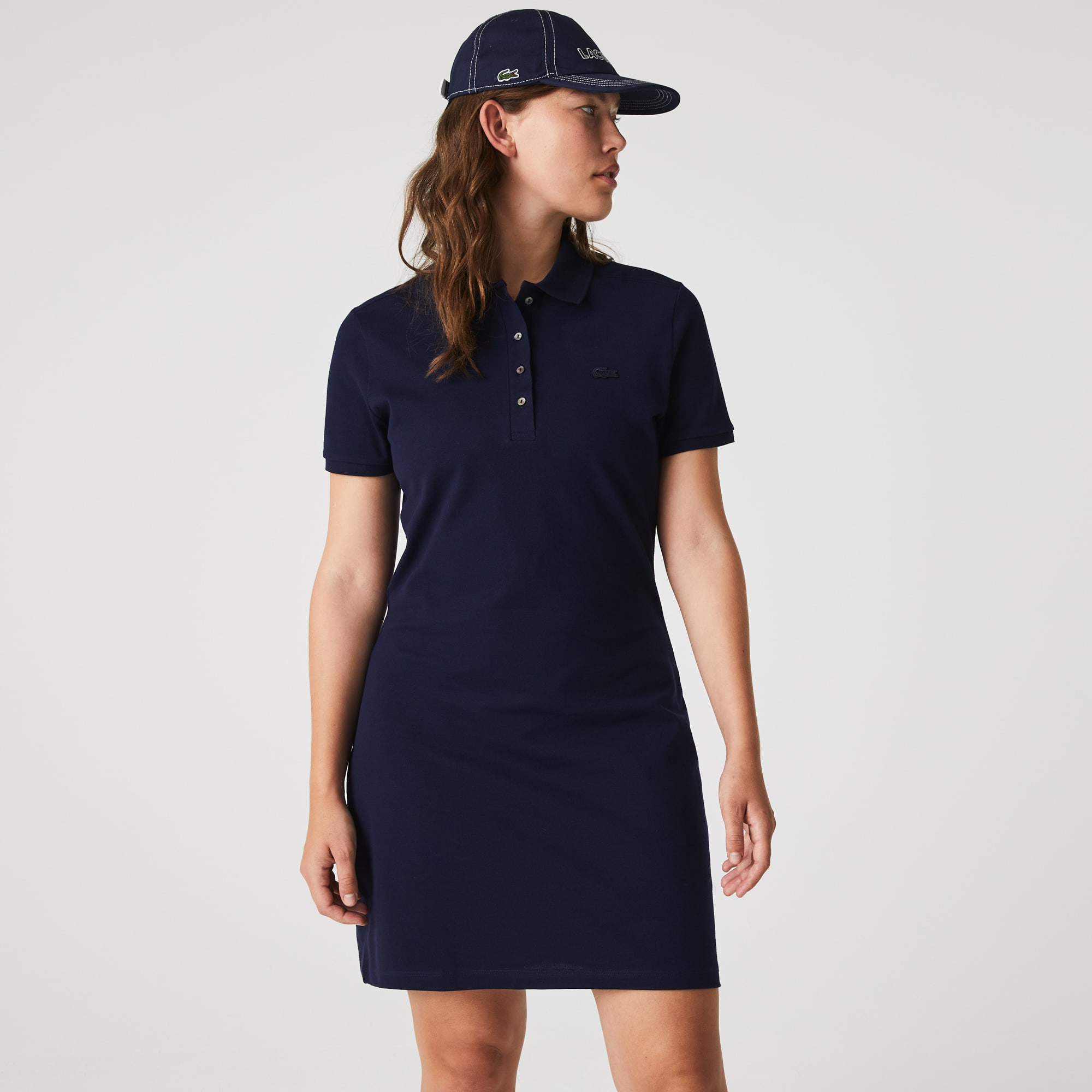 Women's Slim Fit Stretch Mini Piqué Polo Dress - Dresses