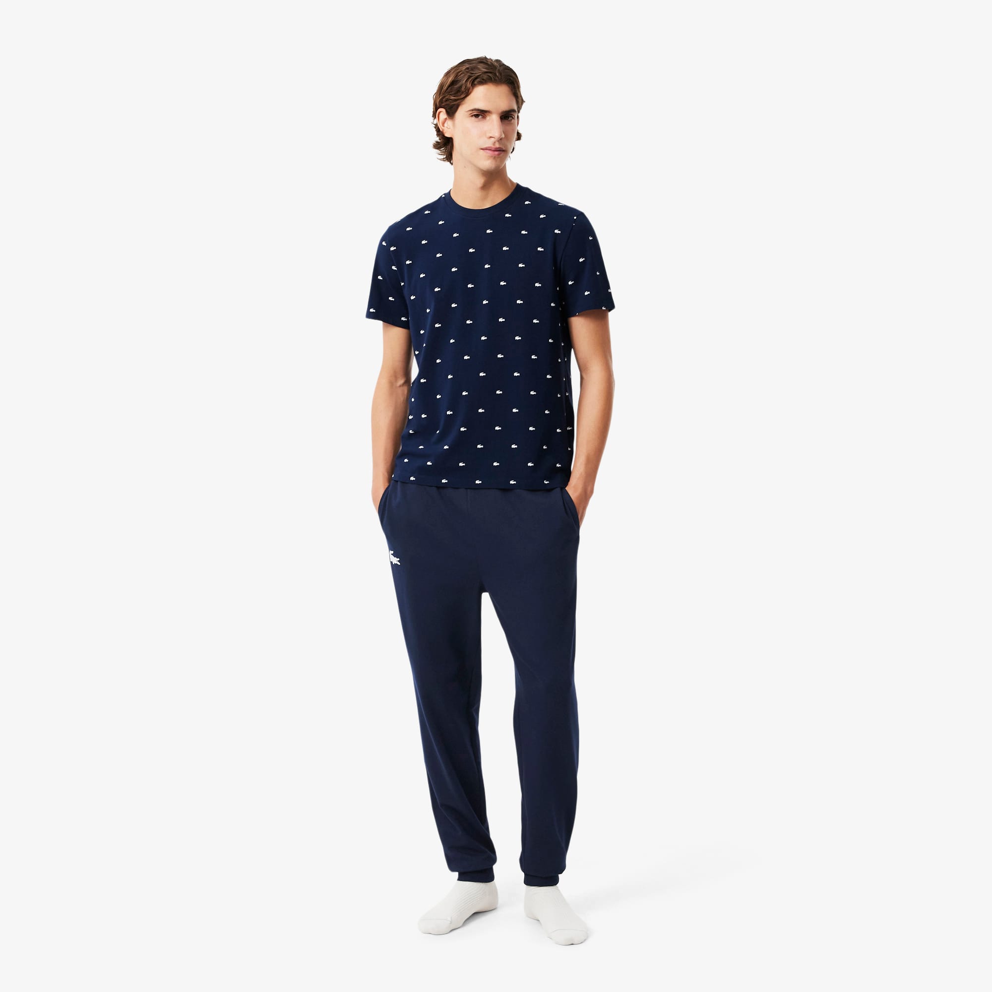 Lacoste Men's Fleece Loungewear Joggers In Blue