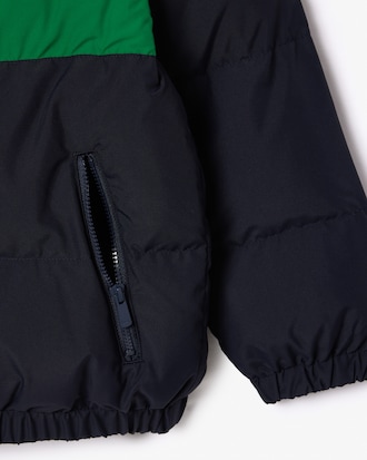 Kids' Contrast Stripe Hooded Puffer Jacket