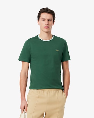 Men's Regular Fit Ribbed Collar Cotton T-Shirt