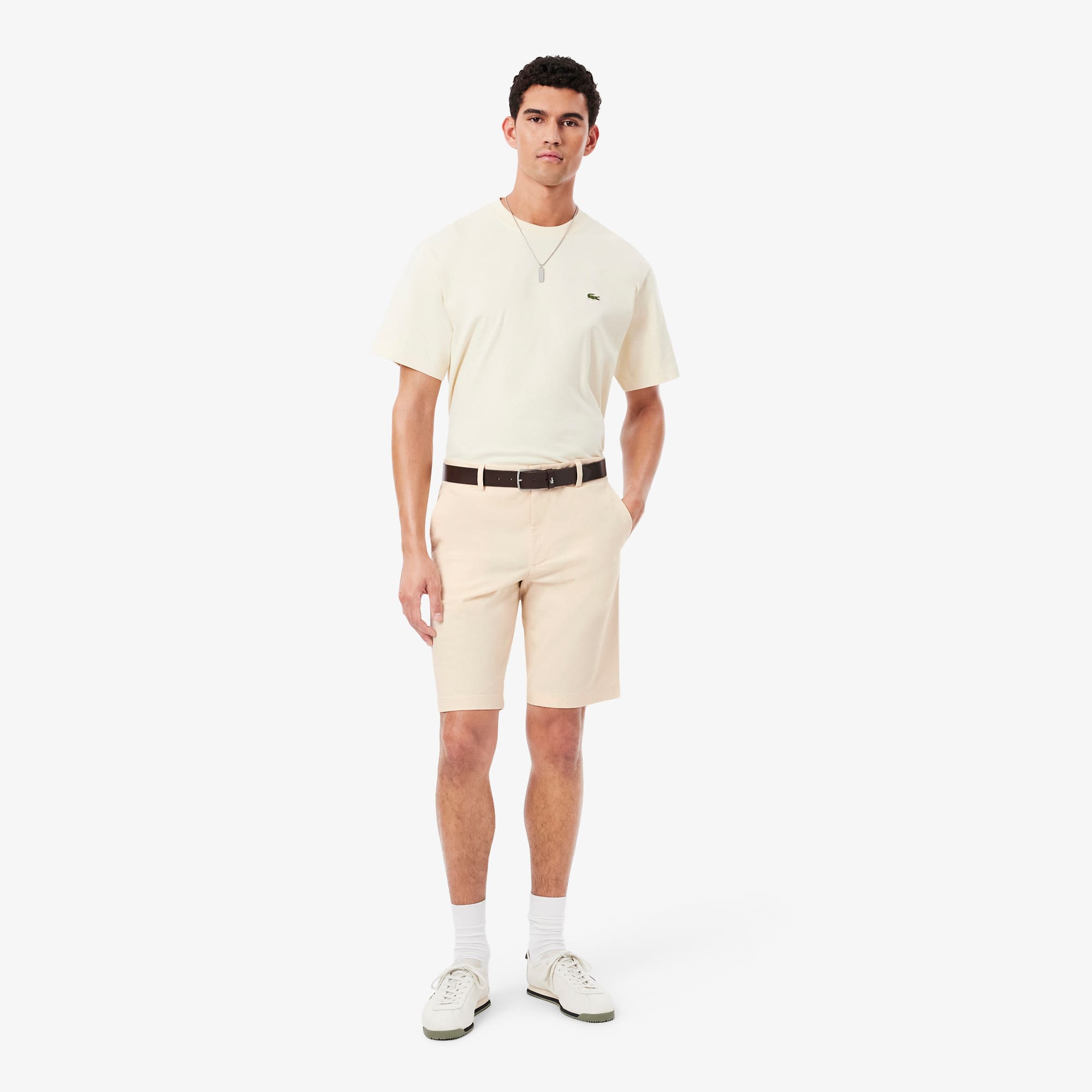Lacoste Shorts Chinos de Twill Elástico Beige