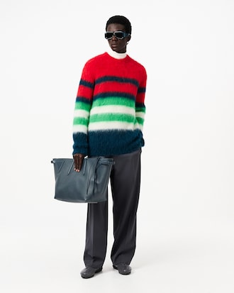 Runway Striped Brushed Alpaca Blend Piqu&eacute; Sweater