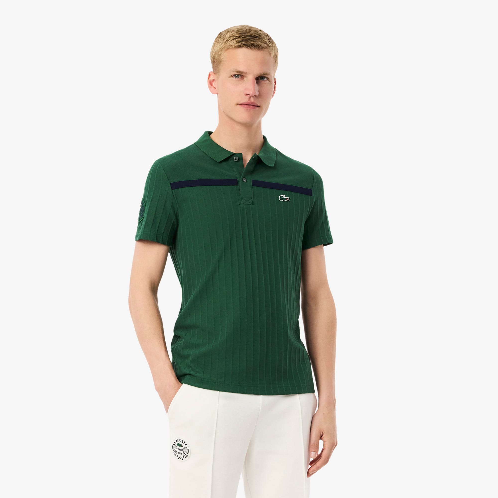 Lacoste Men's Ultra Dry Badge Accent Tennis Heritage Polo - L - 5 In Green