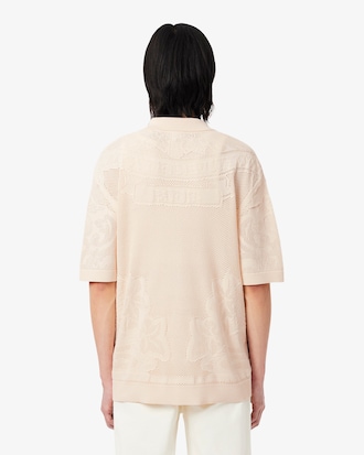 Short-Sleeved Jacquard Motif Knit Shirt