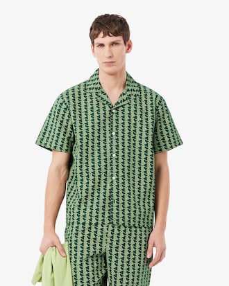Camisa De Pijama De Popelina Con Estampado Monograma