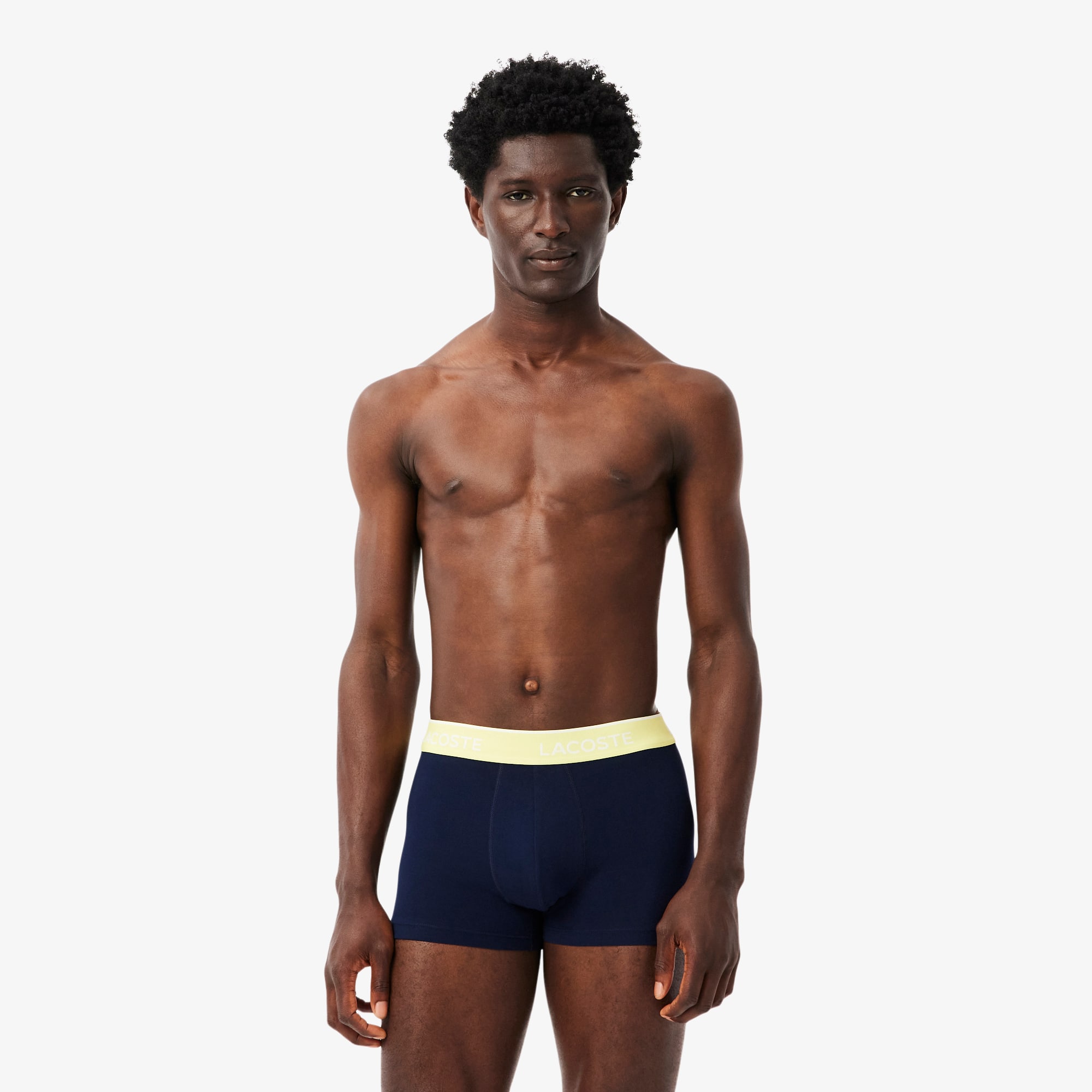 Lacoste Men's 3-pack Stretch Cotton Trunks In Blue