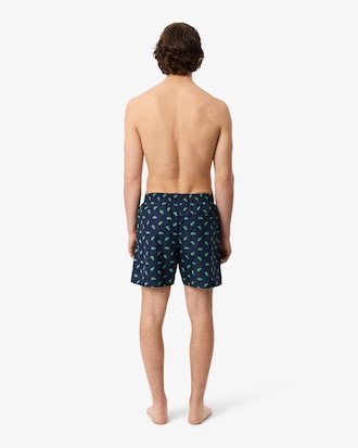 Mid Length Crocodile Print Swim Trunks