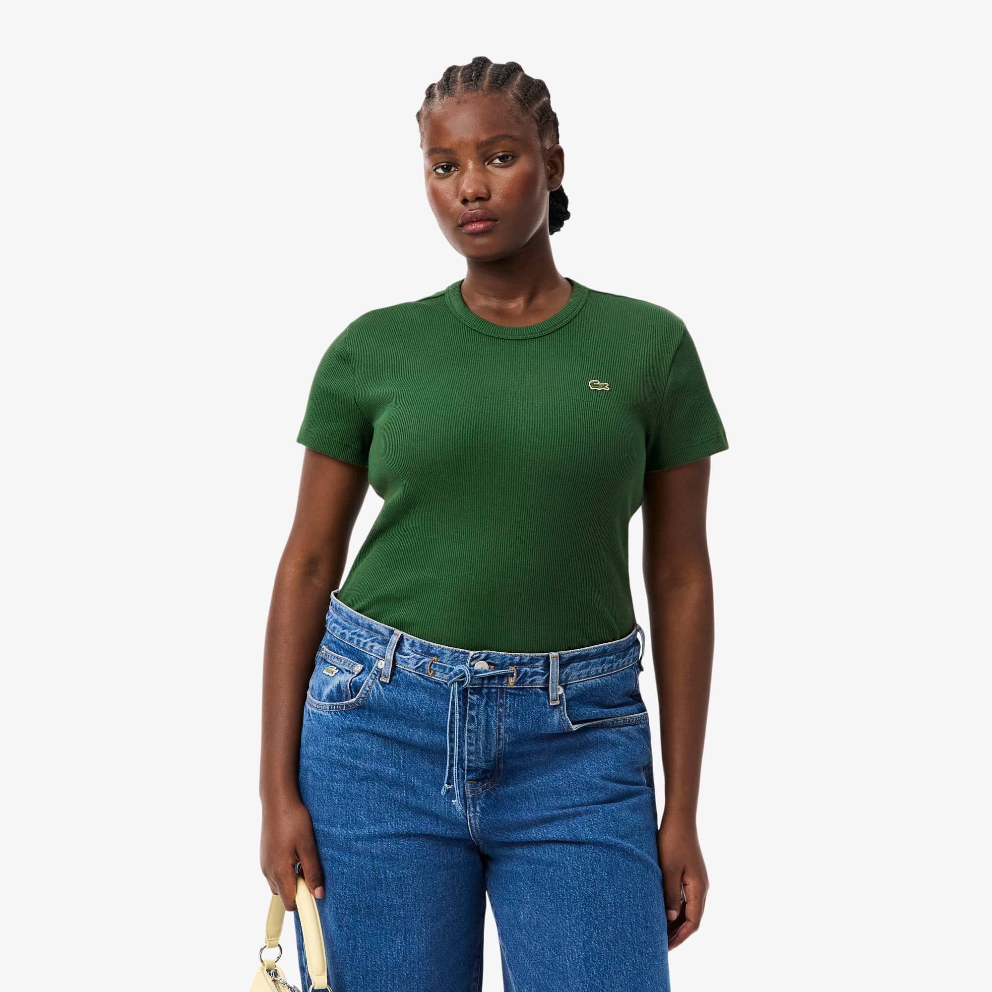 Women's Slim Fit Ribbed Cotton T-Shirt - T-Shirts & Tops - New In