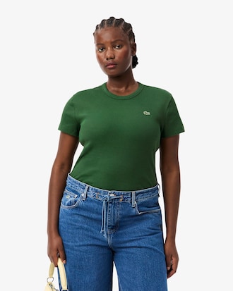 Women's Slim Fit Ribbed Cotton T-Shirt