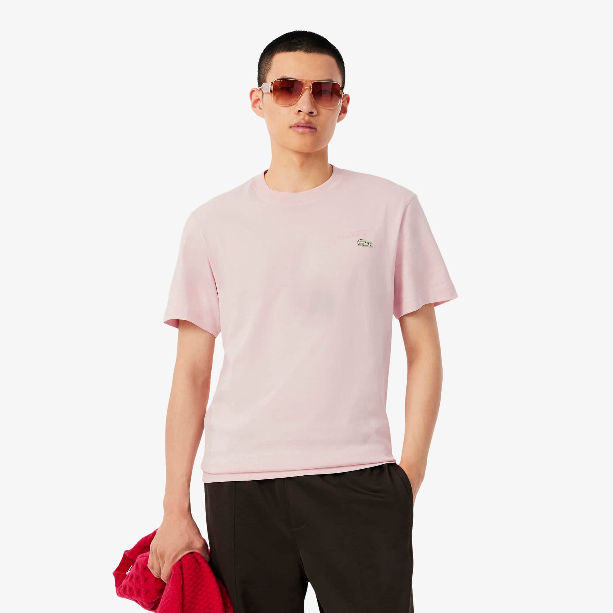 Men's Heavy Jersey Embroidered Signature T-Shirt - Lacoste Sale