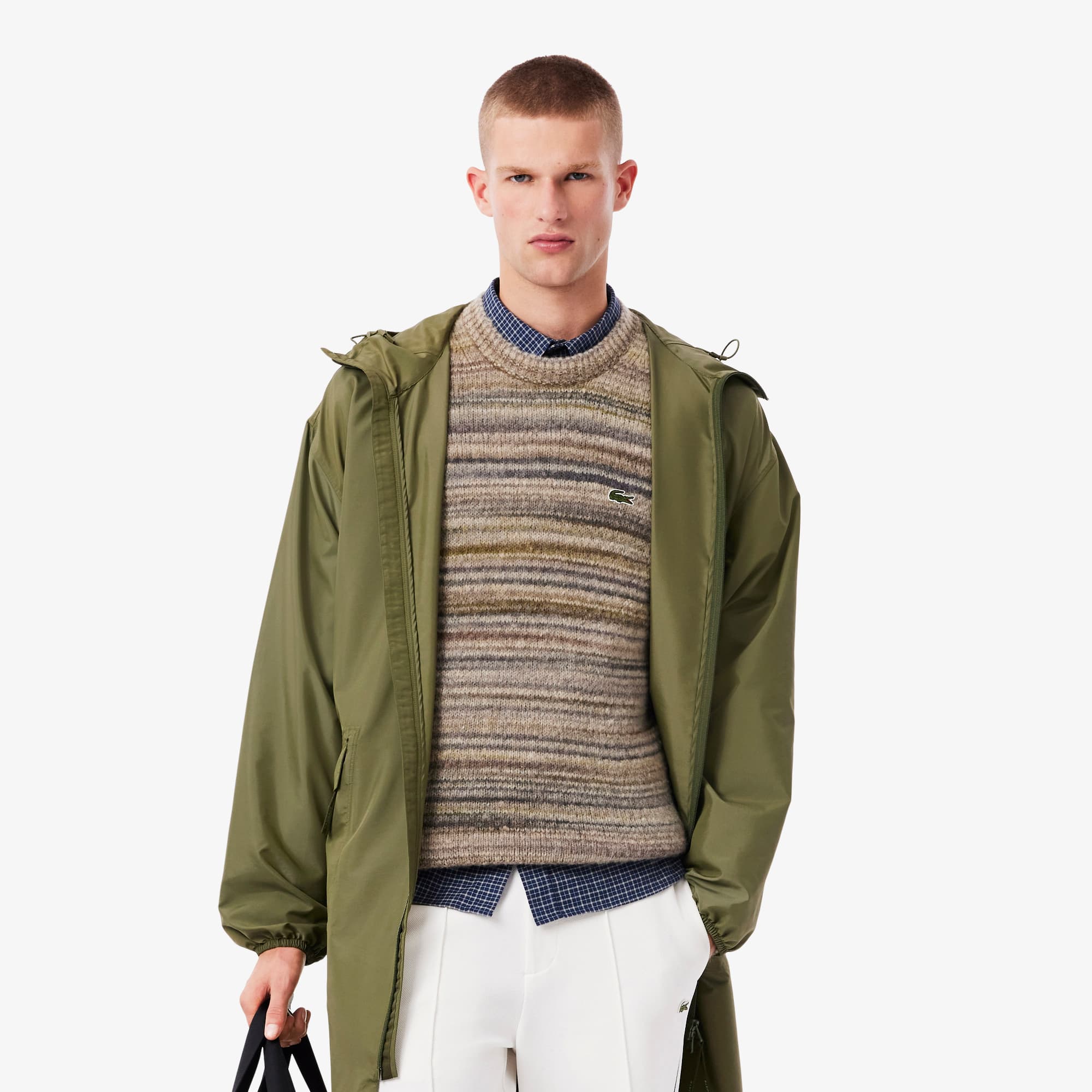 Lacoste Men's Long Water-repellent Parka - 54 - L In Green