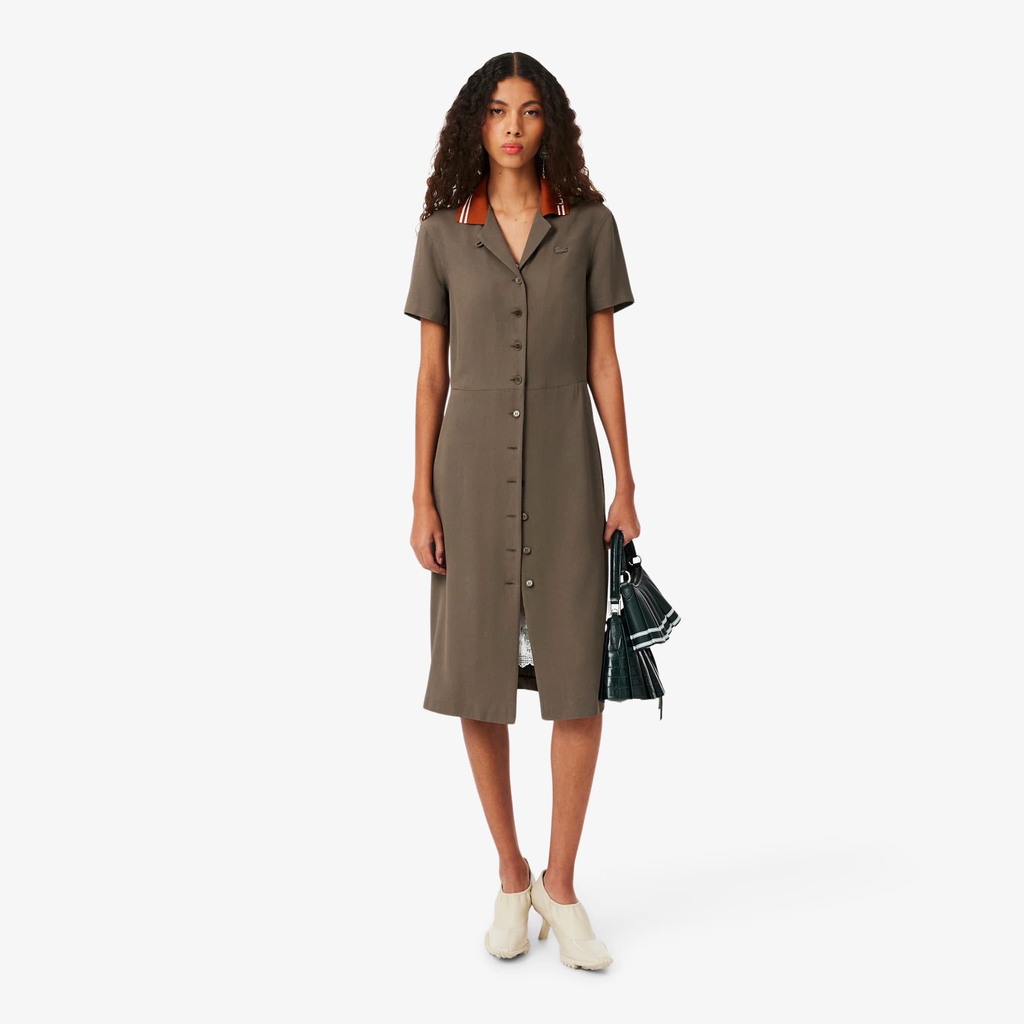 【新品タグ付】French Sleeve Polo Long Dress Runway Logo Polo Collar Piqué Dress - Dresses - New In 2026 | Lacoste