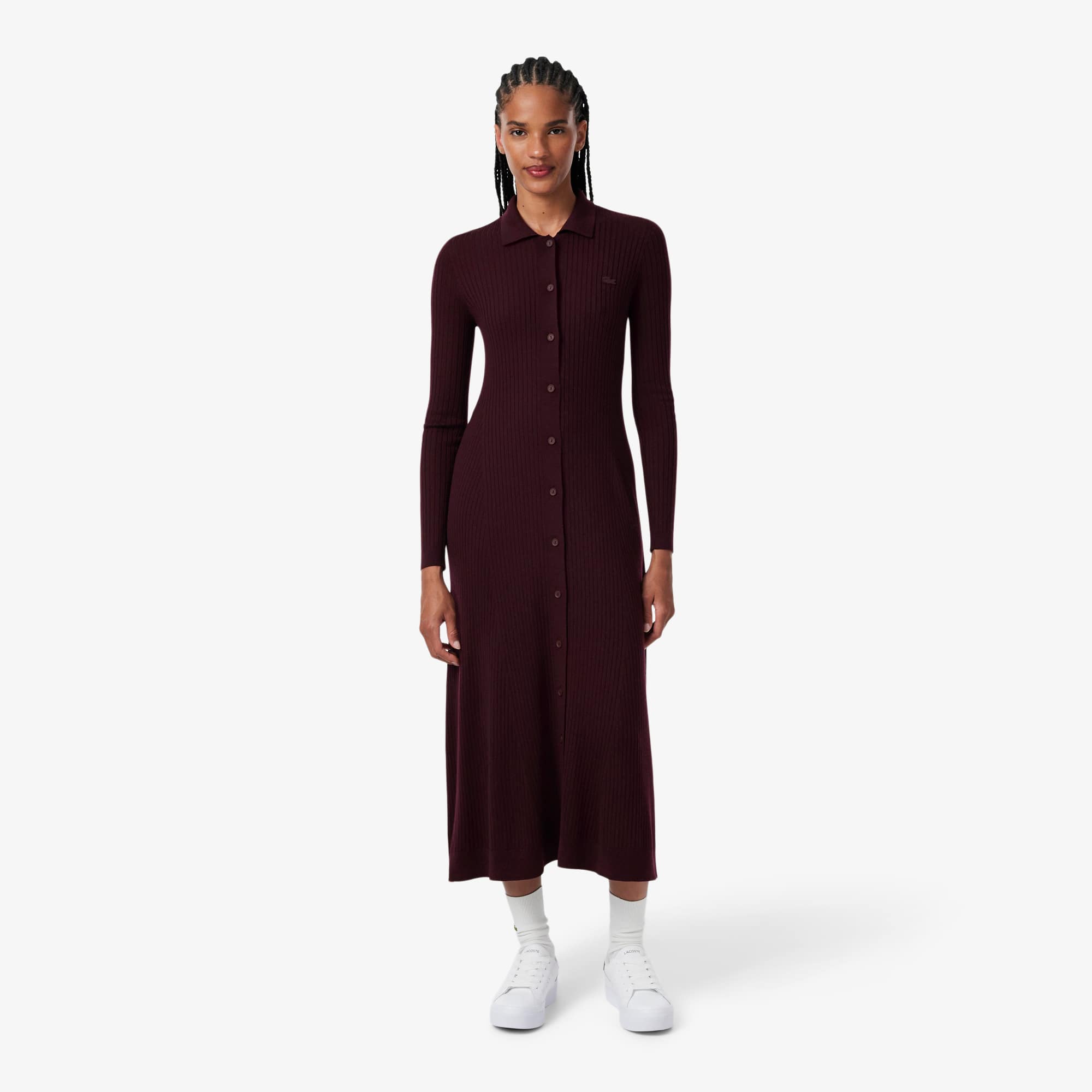 3D Knit Merino Wool Polo Collar Dress - Dresses - New In 2026