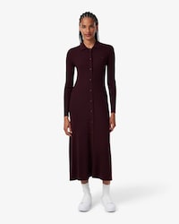 3D Knit Merino Wool Polo Collar Dress