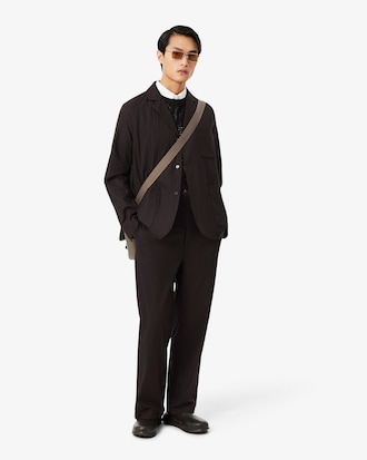 Straight Fit Striped Cotton Suit Pants