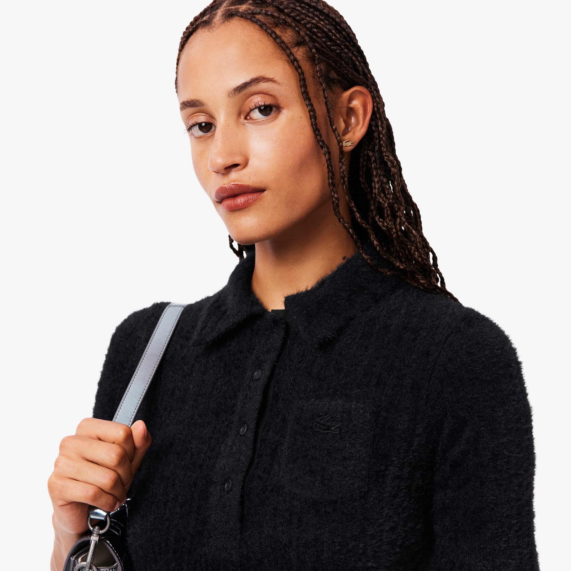 Women's Slim Fit Fuzzy Rib Knit Polo - Polo Shirts - New In 2026
