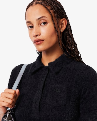 Women's Slim Fit Fuzzy Rib Knit Polo