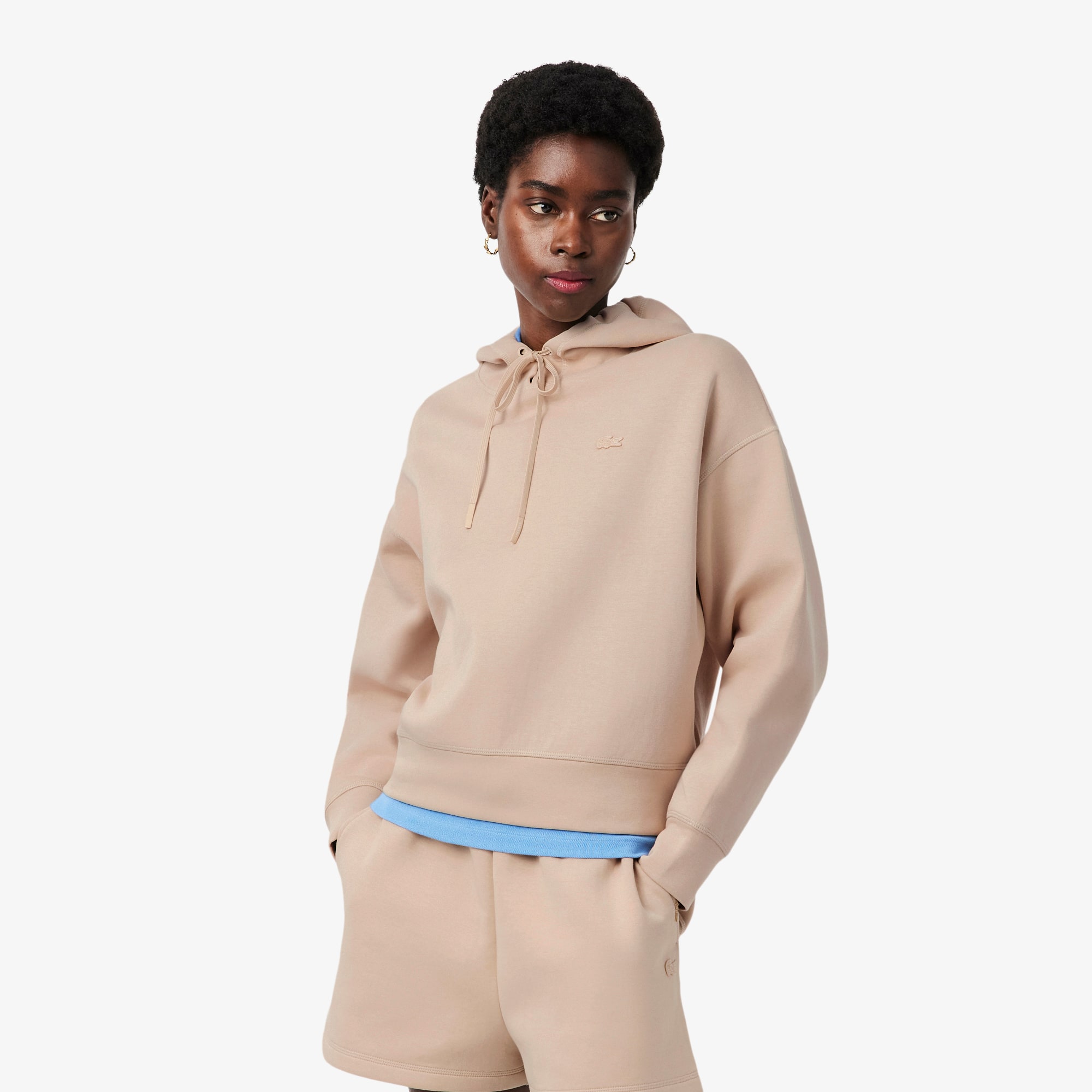 Lacoste Oversized Adjustable Hoodie - 42 In Brown