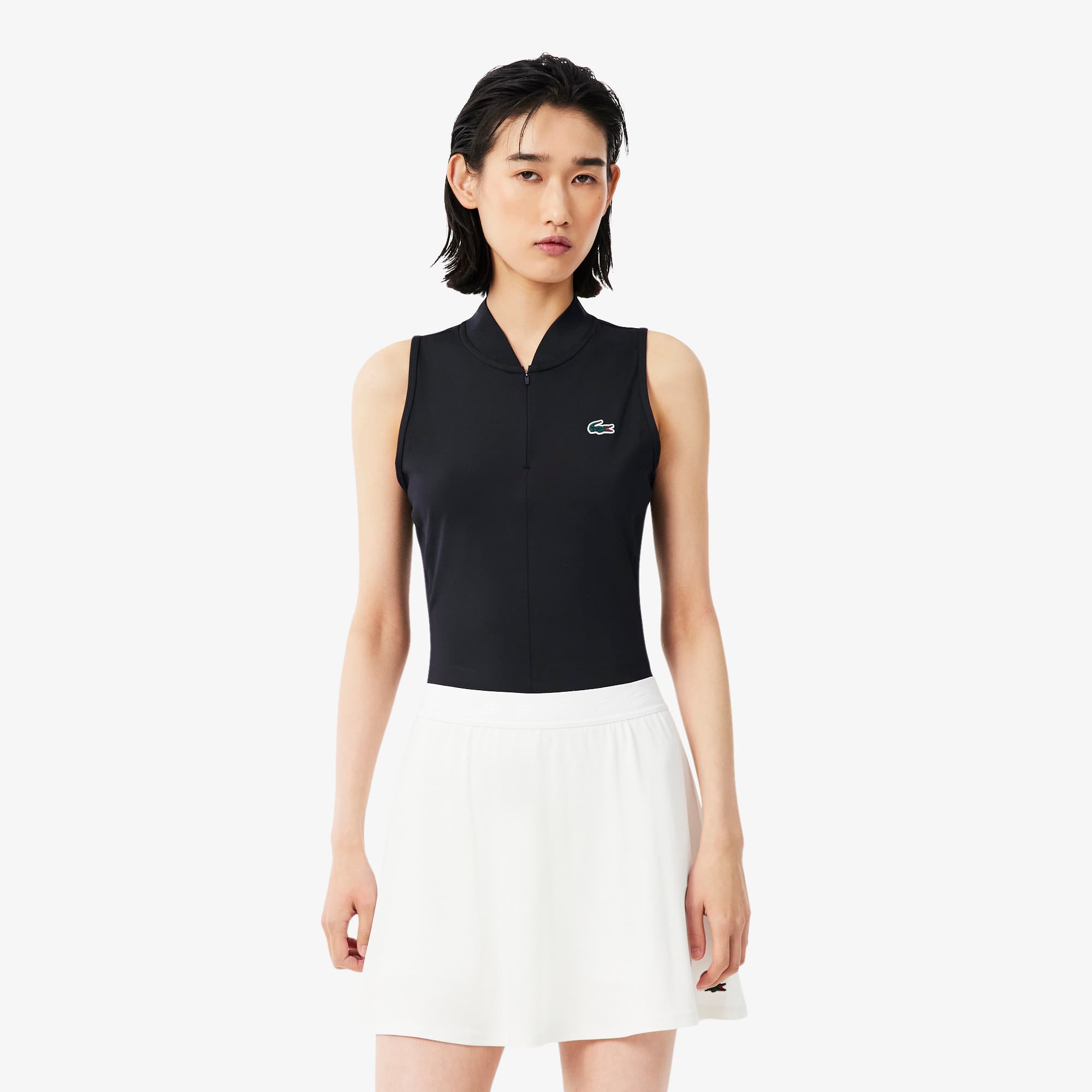 Sleeveless Stretch Dual Fabric Tennis Polo Shirt
