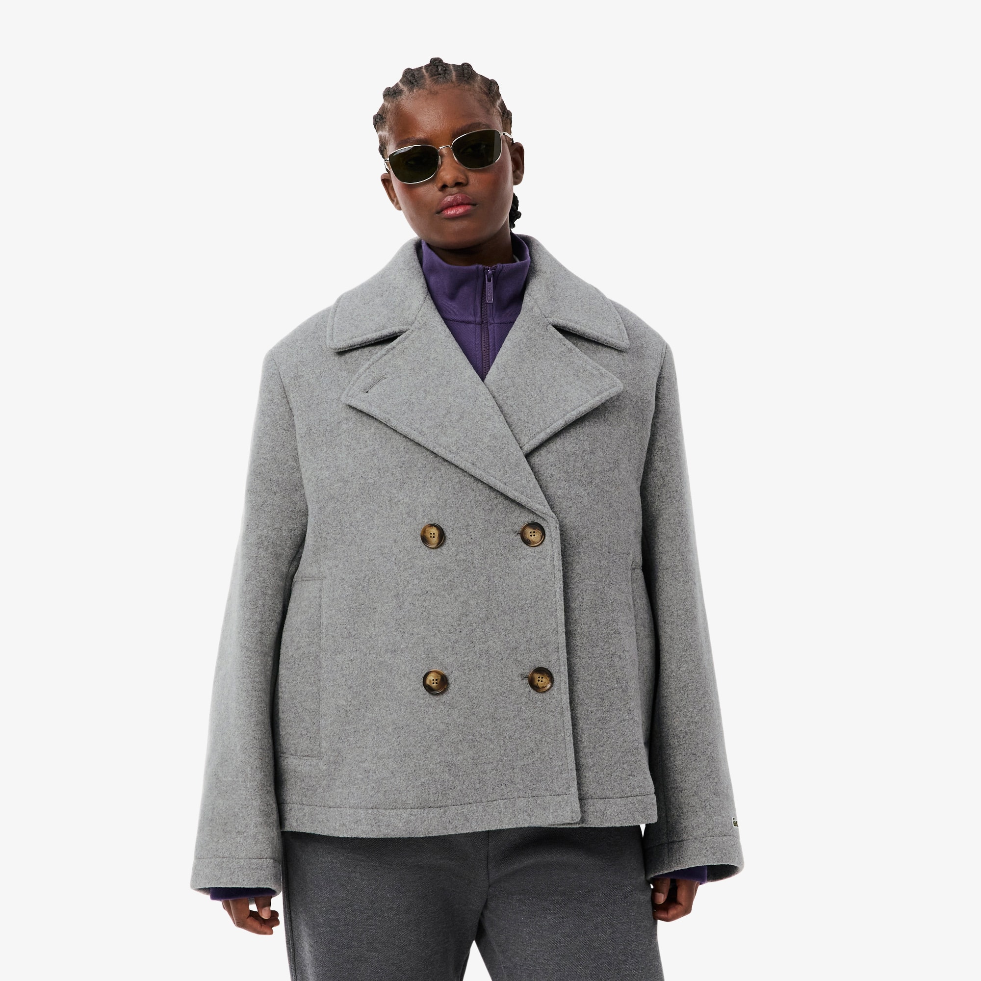 Women's Short Oversized Wool Blend Pea Coat