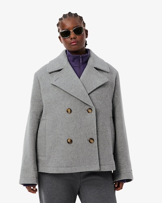 Women's Short Oversized Wool Blend Pea Coat