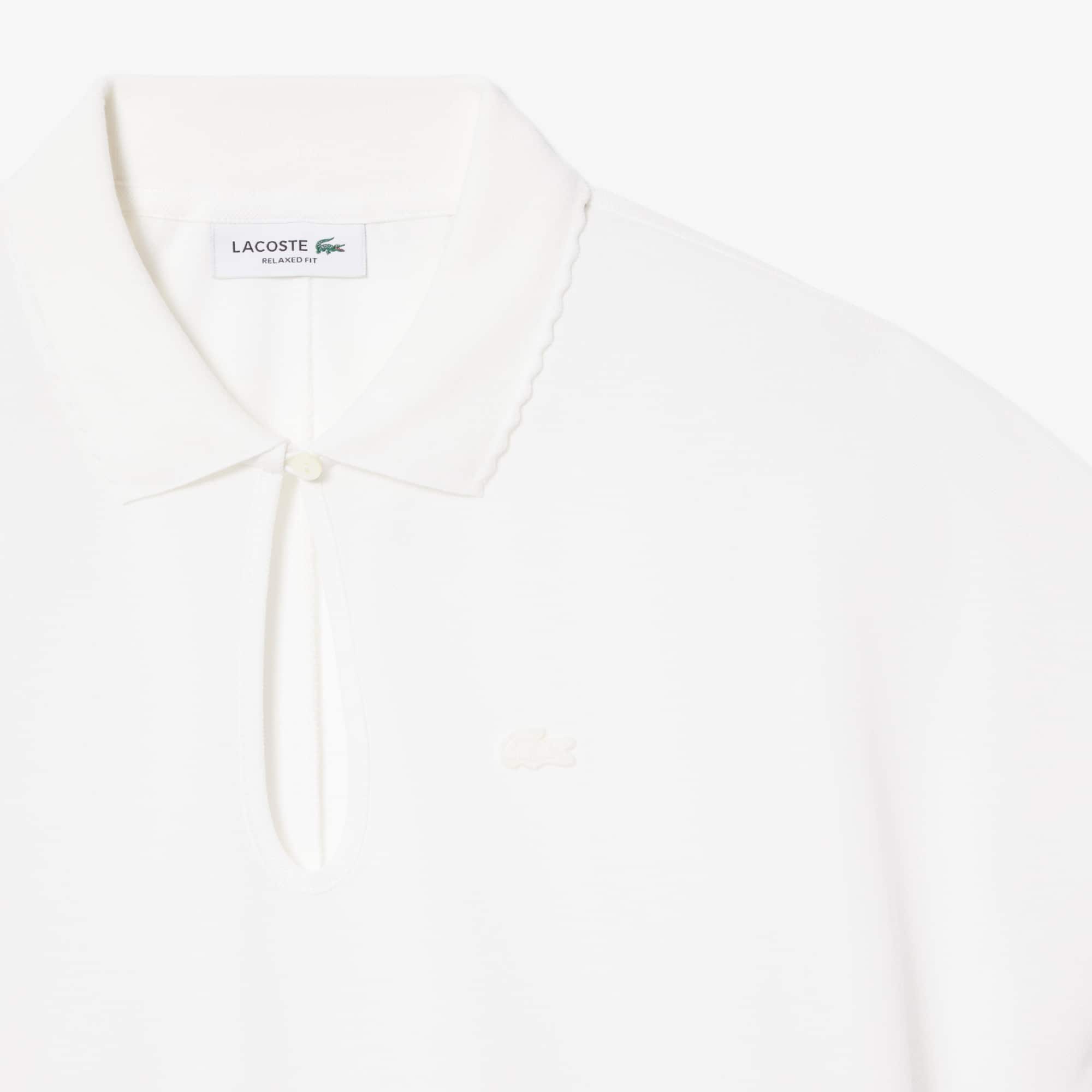 Relaxed Fit Scallop Trim Fluid Piqué Polo Shirt