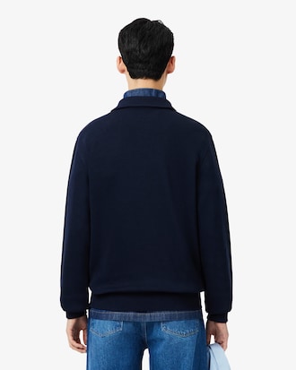 Men's Ribbed Cotton Polo Collar Sweatshirt