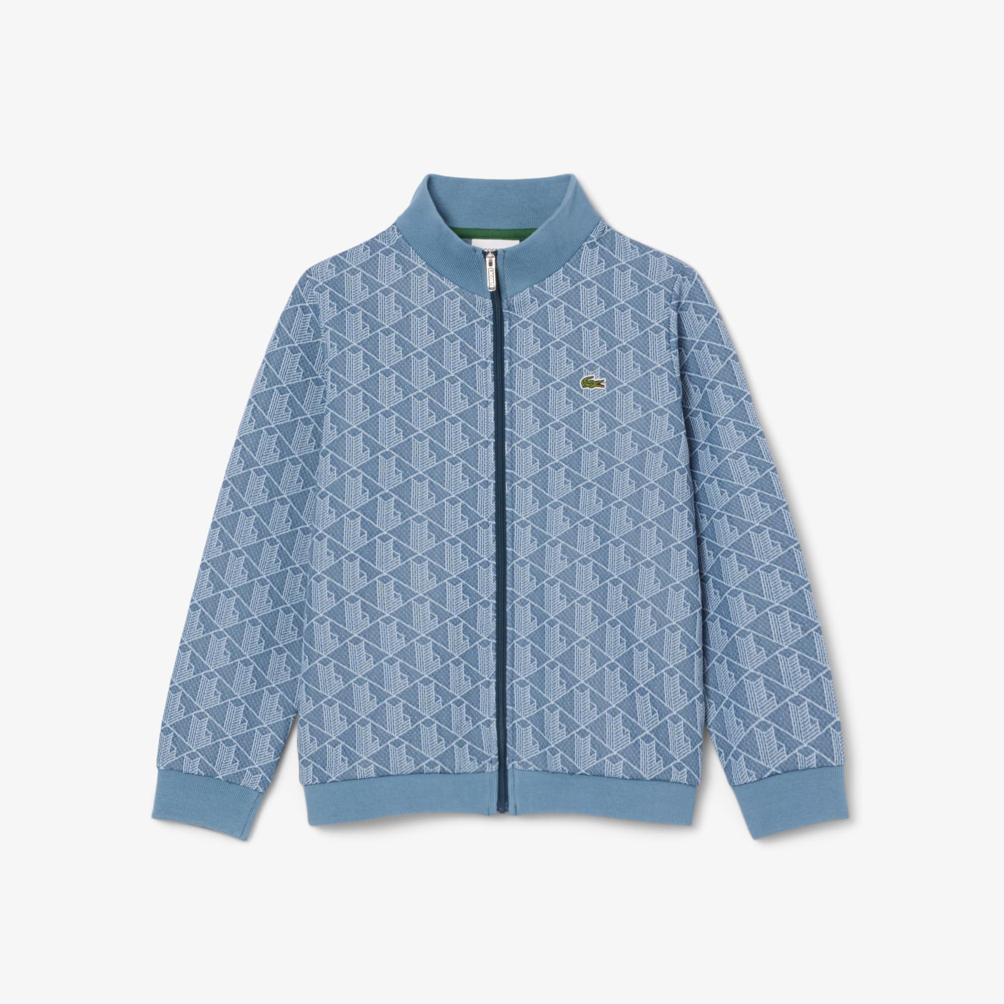 LACOSTE ブルー 幾何学模様 ジャージ US S Kids' High-Neck Zip-Up Paris Monogram Sweatshirt - Teens Sweaters