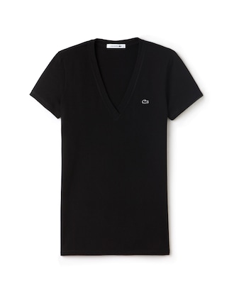 T-shirt col V en jersey souple uni