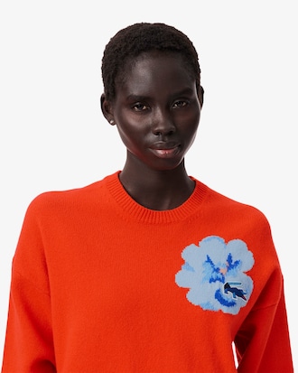 Women's Flower Motif Wool Sweater