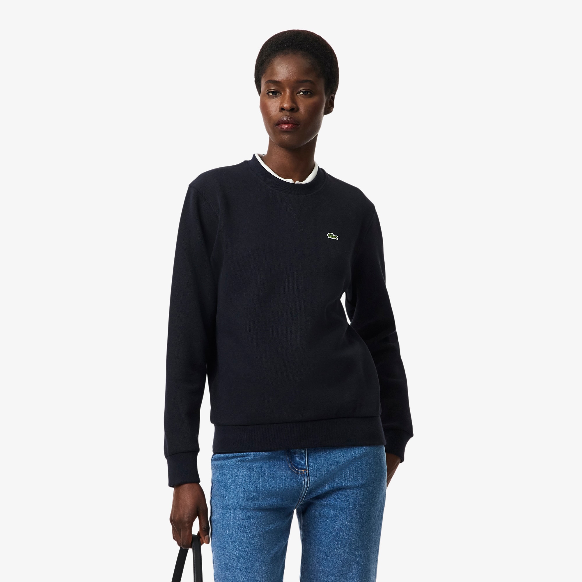 Women's Relaxed Fit Piqué Crew Neck Sweatshirt