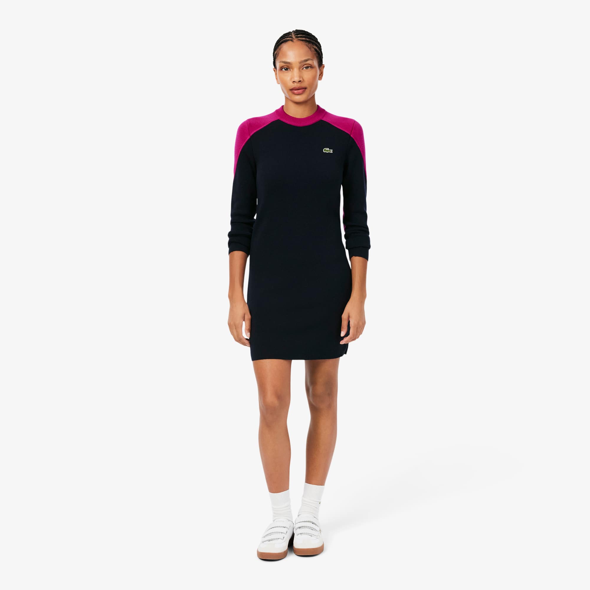 Lacoste Archive Edition Wool Sweater Dress - S (36) In Blue
