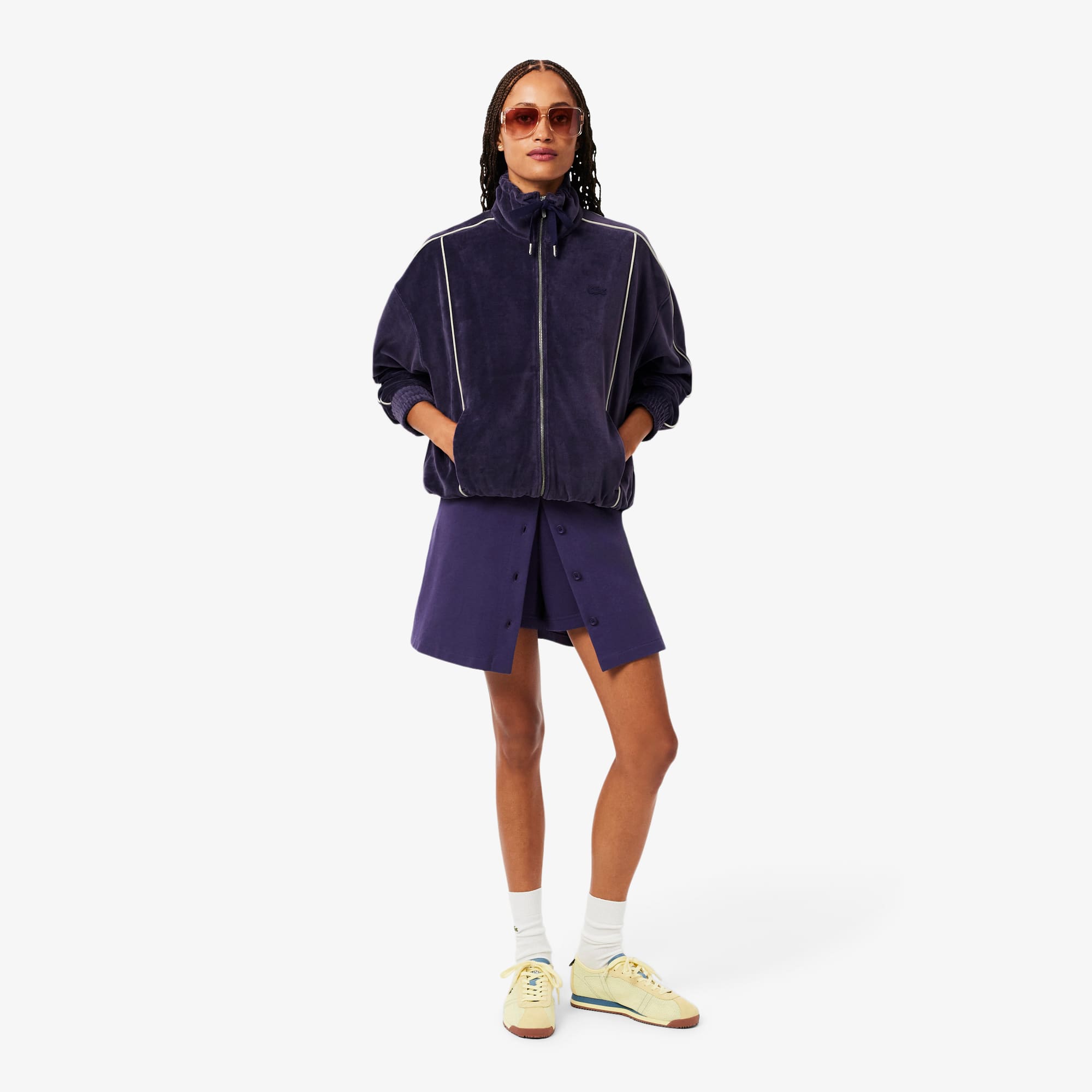 ぱーま Women's Oversized Zip-Up Velour Sweatshirt - Sweaters