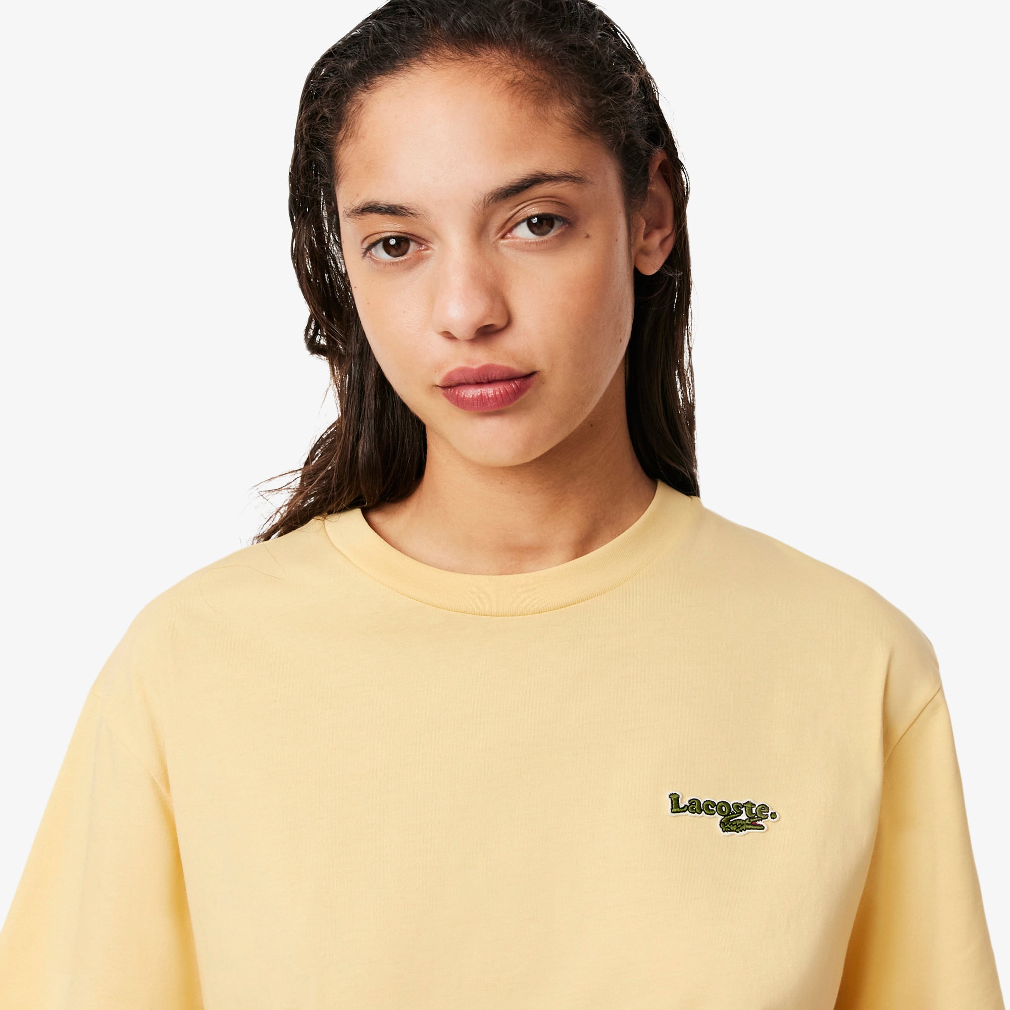 Women's Oversized Short Cut Cotton Logo T-Shirt - T-Shirts & Tops