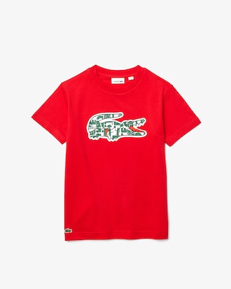 Kids' Heritage Crocodile Print Crew Neck Cotton T-Shirt