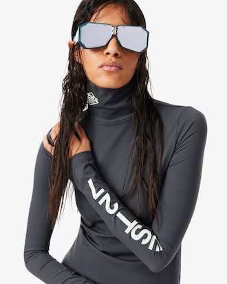 Runway High Neck Printed Stretch T-shirt
