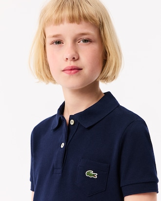 Robe polo en piqu&eacute; de coton uni