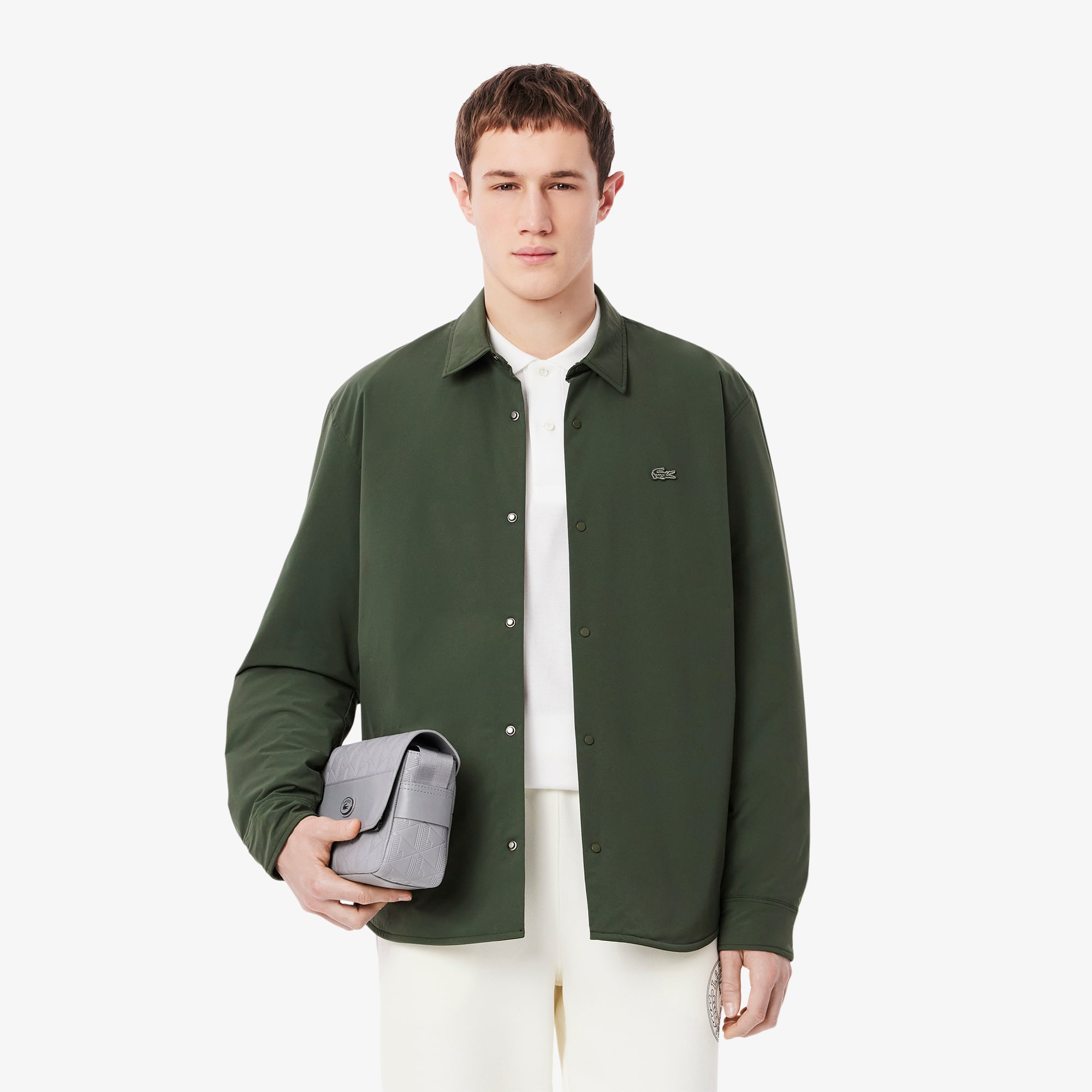 Lacoste Men's Quilted Water-repellent Overshirt - 17½ - 44 In Green