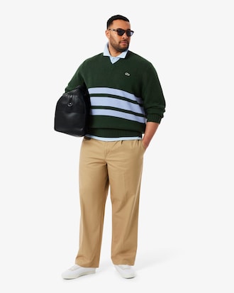 Men's Striped Wool V-Neck Sweater