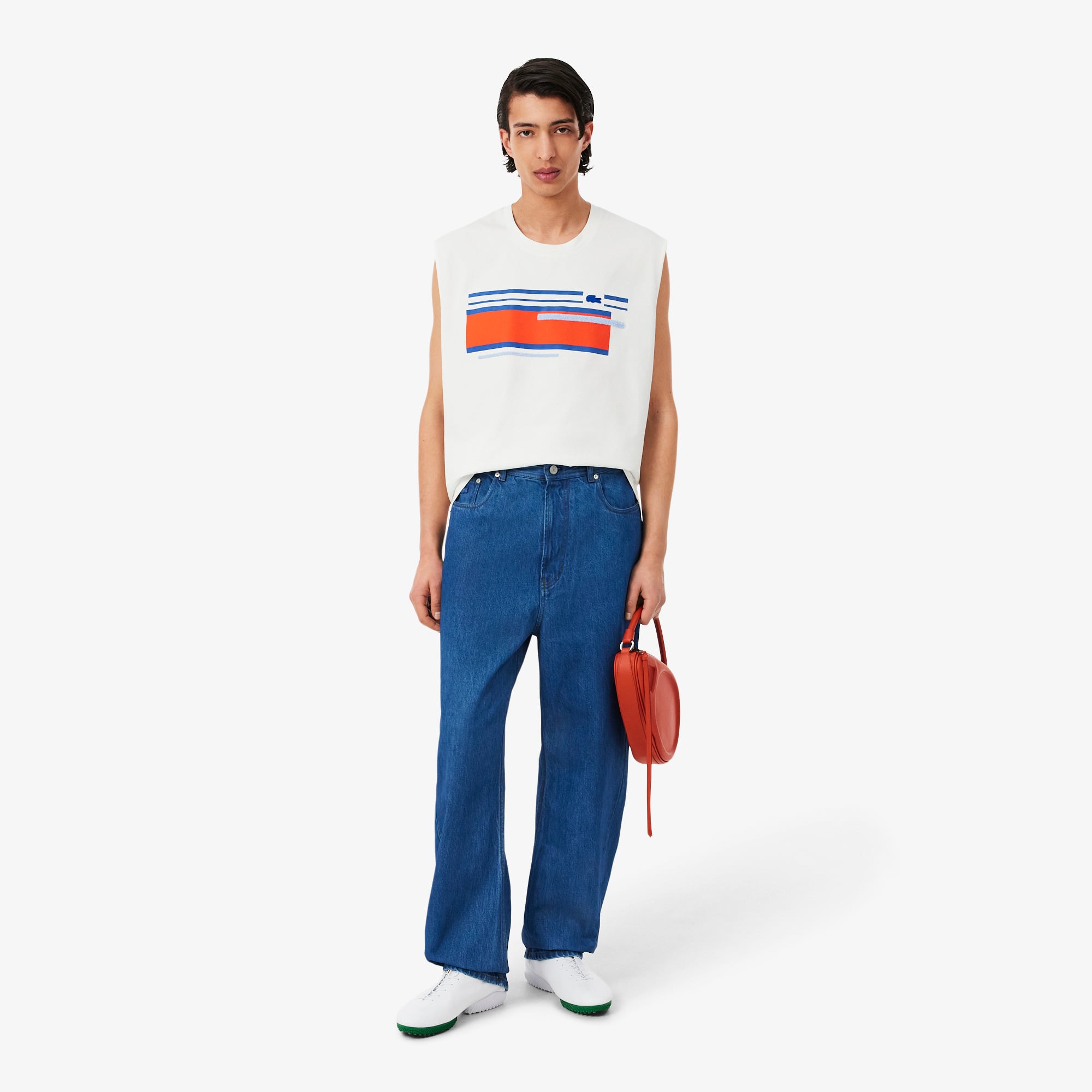 Lacoste Runway Wide Fit Denim Barrel Leg Jeans - 12 - 34/34 In Multi