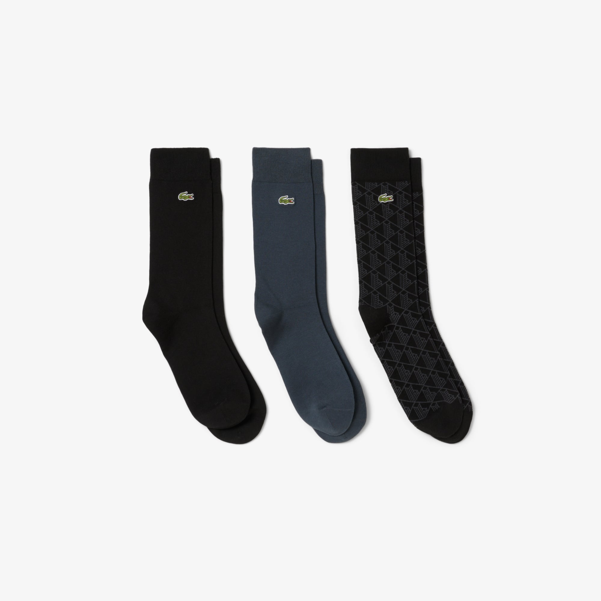 Lacoste Unisex 3-pack Socks - 6.5 - 8.5 In Multi