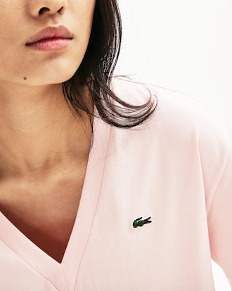 T-shirt &agrave; col V en coton premium