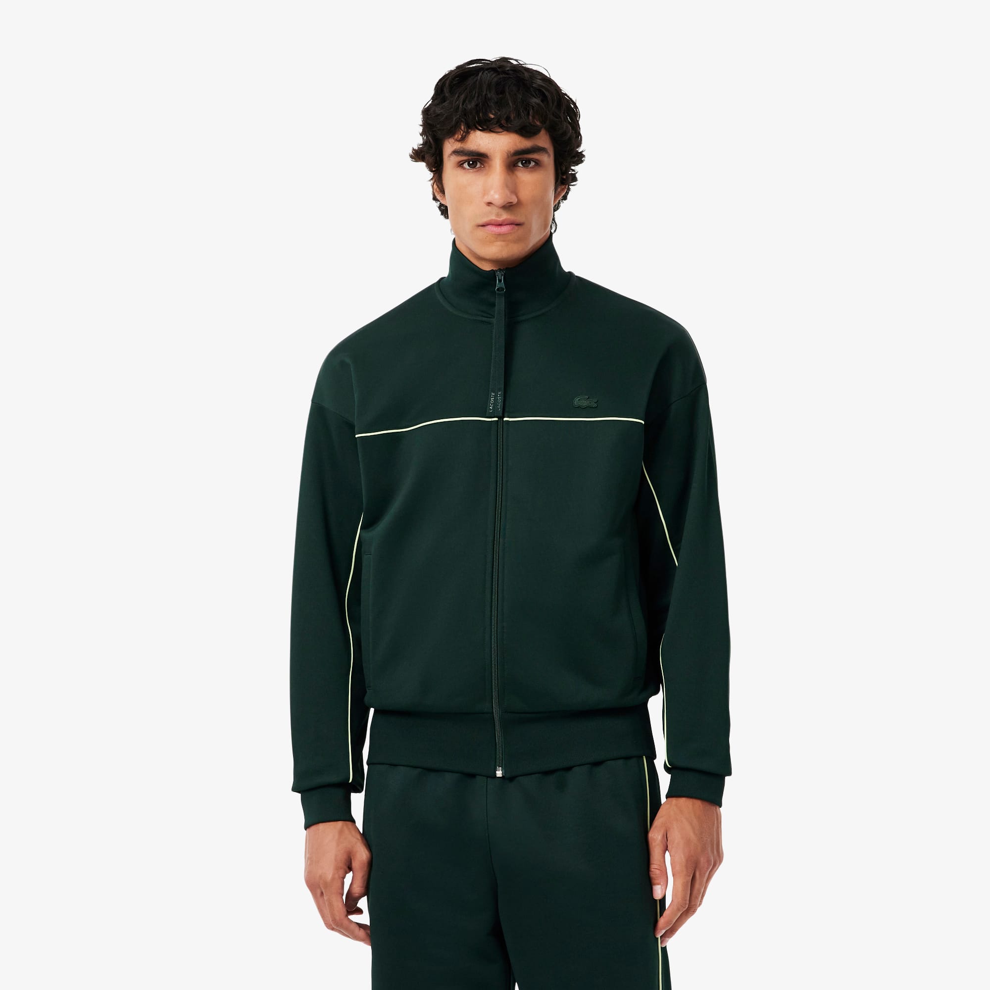 Men's Satin Effect Zip-Up Fleece Sweatshirt - Sweaters
