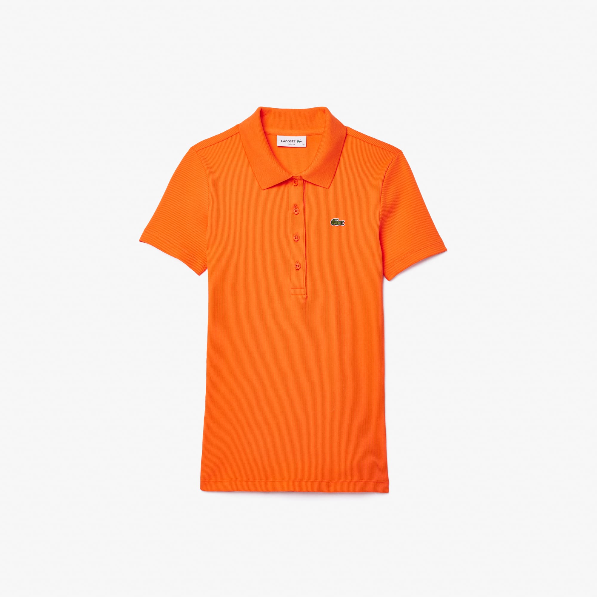 Lacoste Polo Slim Fit L.12.D de Algodón Acanalado para Mujer Naranja