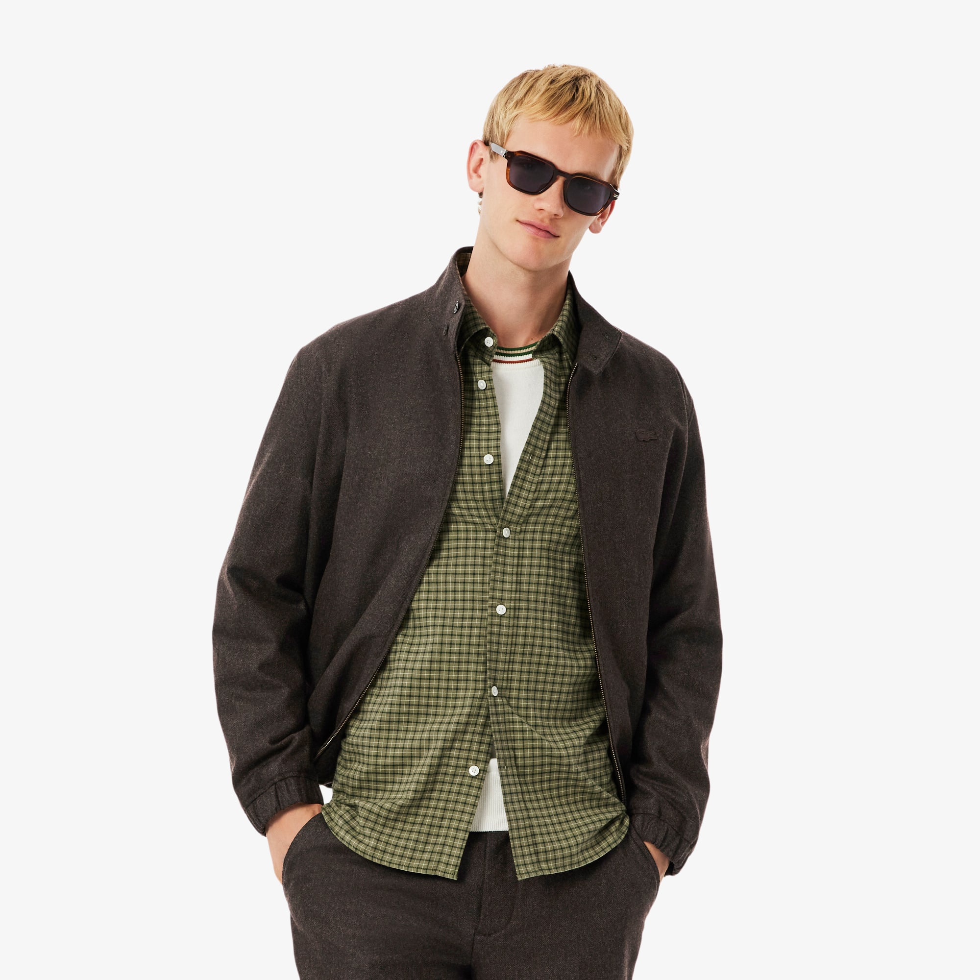 Lacoste Men's Wool Harrington Jacket - 50 - M In White