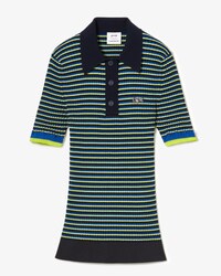 Women&rsquo;s Lacoste x Goop Striped Ribbed Knit Polo Shirt